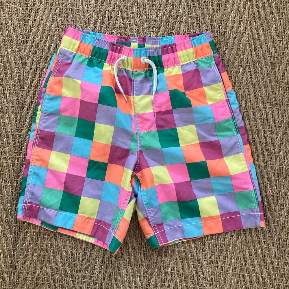 Gap Kids Pink Blue Green Yellow Red Colorful Squares Boxes Checks Swimsuit